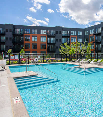 Pool With Sundecks at Union Flats, St. Paul, 55114