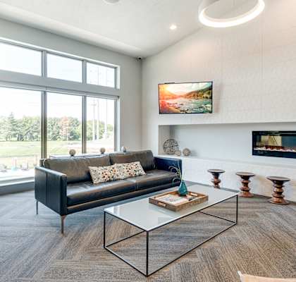 Seating area in the clubhouse at Villas at Mahoney Park