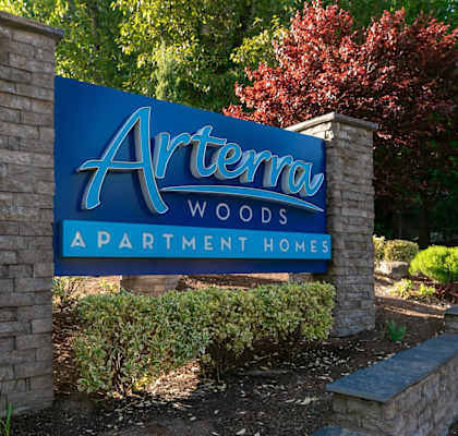 Welcoming Property Signage at Arterra Woods, Washington, 98011