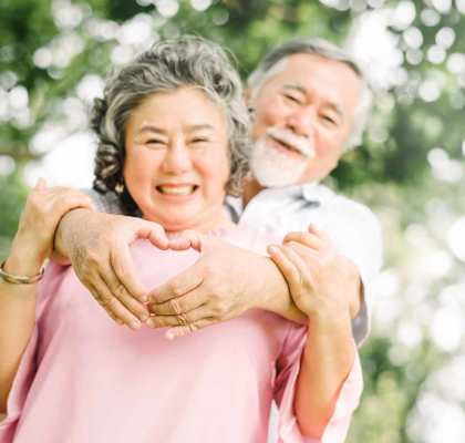 Happy couple outside at KLIMPEL MANOR Apartments, California, 92832