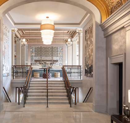 Lobby staircase at The Citizens Apartments