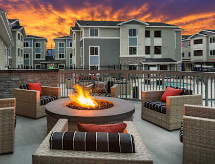 Luxury Colorado Springs Apartments with Relaxing Outdoor Fire Pit and Lounge