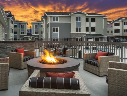 Luxury Colorado Springs Apartments with Relaxing Outdoor Fire Pit and Lounge