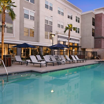 Resort-Style Pool at The Huntington Luxury Apartments in Duarte CA