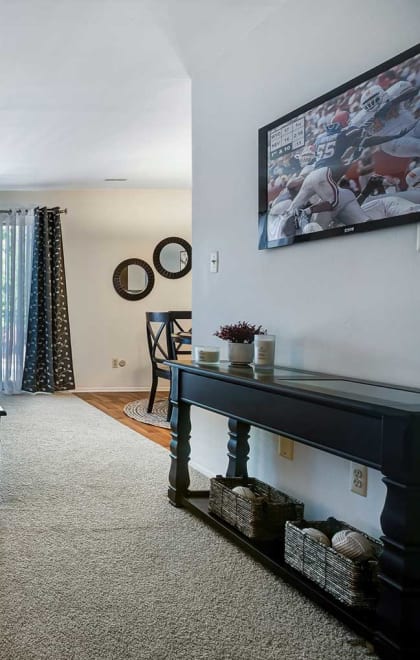 Modern Living Room at Knottingham Apartments, Clinton Township, 48036