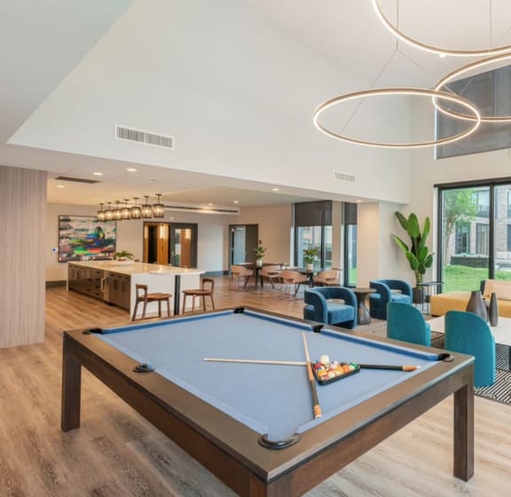 Club Room with Billiards at One East Harlem Luxury Apartments in East Harlem NY
