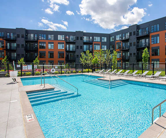 Pool With Sundecks at Union Flats, St. Paul, 55114