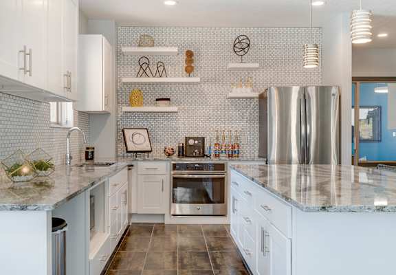 community kitchen with large island
