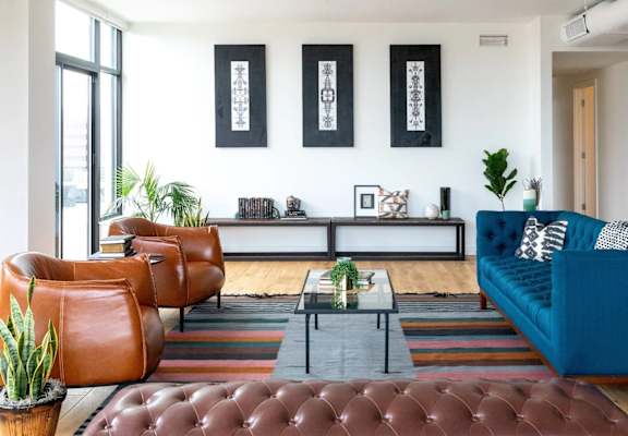 Living room inside at The Assembly, Detroit, MI, 48216