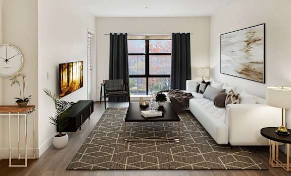 Living room with window  at FREMONT MEWS, Sacramento
