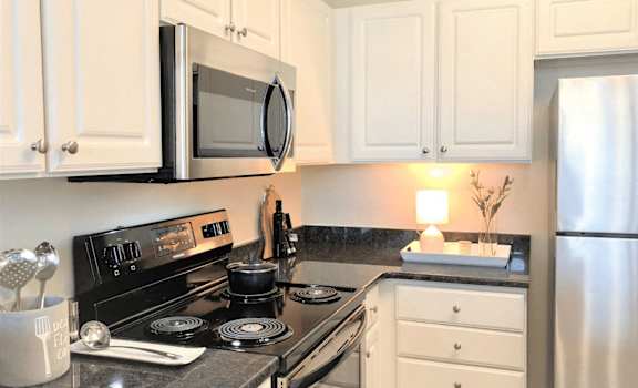 Electric Range In Kitchen at Studio One Apartments, Detroit, 48201