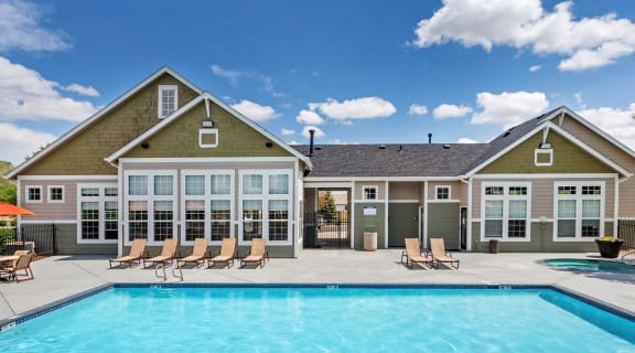Resort Style Swimming Pool at Village at Westmeadow Apartments, Colorado Springs, Colorado