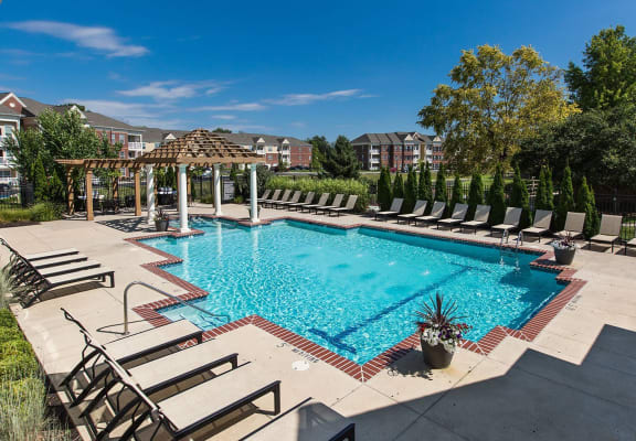 Large Outdoor Pool and Sundeck Areas at Alexandria of Carmel Apartments, Carmel, IN, 46032