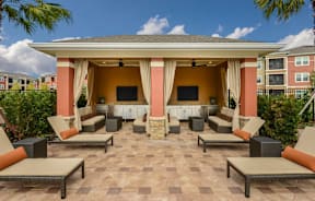 Poolside Cabanas at The Sedona Luxury Apartments in Westchase Tampa FL