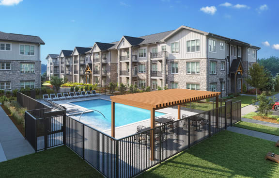resort style pool at Matlock Flats Affordable apartments in Arlington TX