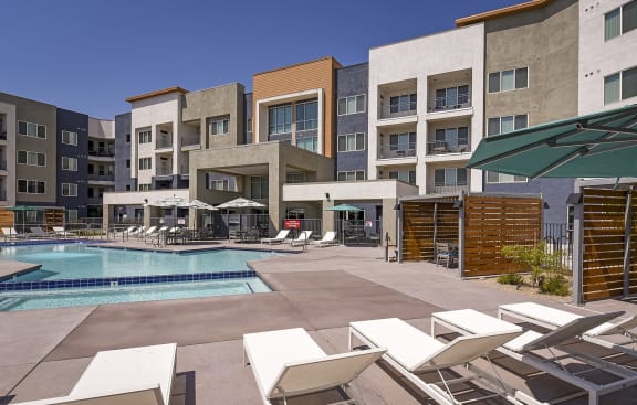 Swimming Pool at Juniper Square 55+ Apartments, Arizona