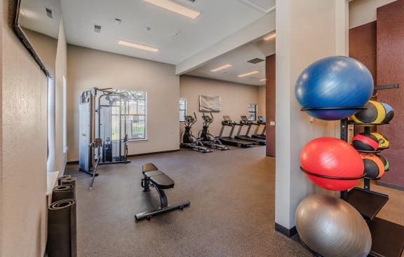 the gym with plenty of cardio equipment at the oxford condos tx