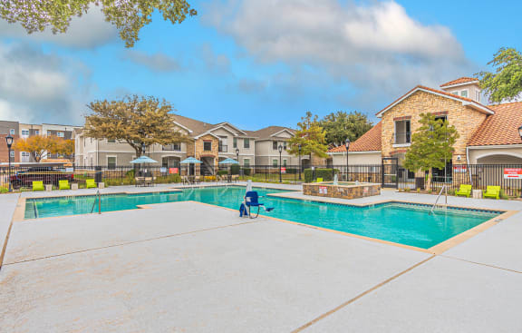 the preserve at ballantyne commons community swimming pool with apartment buildings at Rosemont at Mayfield Villas, Arlington, Texas