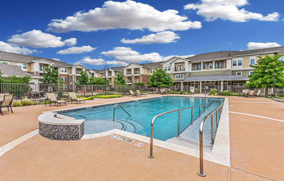 Resort style pool at Mariposa at Spring Hollow Saginaw 55+ Apartments, Texas