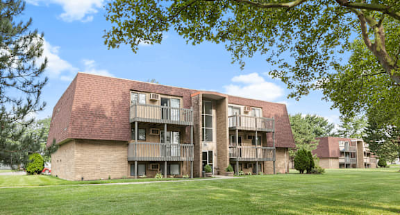 brick apartment building with balconies in Sandusky, Ohio