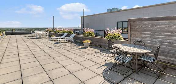 the rooftop patio on the top of the LaSalle Apartments
