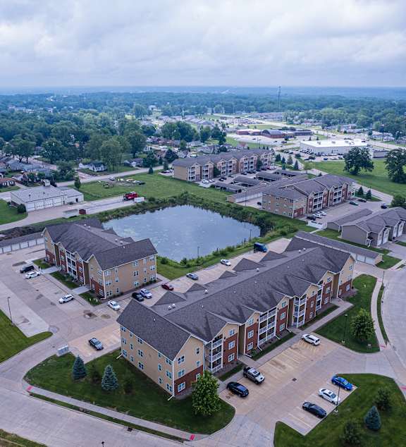 Aerial Community View at Deer Valley Apartments, Silvis, IL, 61282