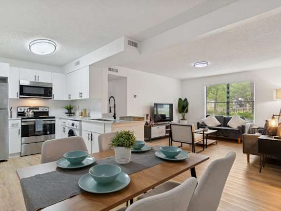 Model open-concept apartment layout at Northlake in Jacksonville, FL.