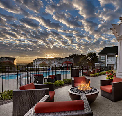 Firepit area off pool