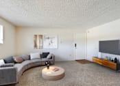 Thumbnail 11 of 12 - Living Room With TV at Golden Arms Apartments, Golden