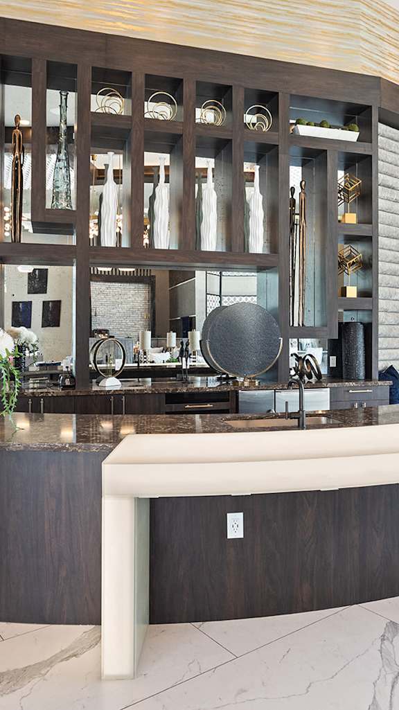 a reception desk in a lobby of a hotel at The Hendry, Henderson, 89074