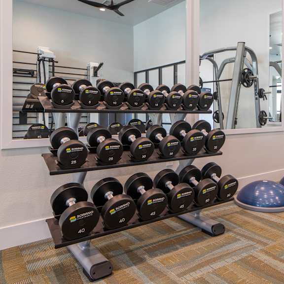 Gym with Weights at Sorano Apartments, Moreno Valley, 92557