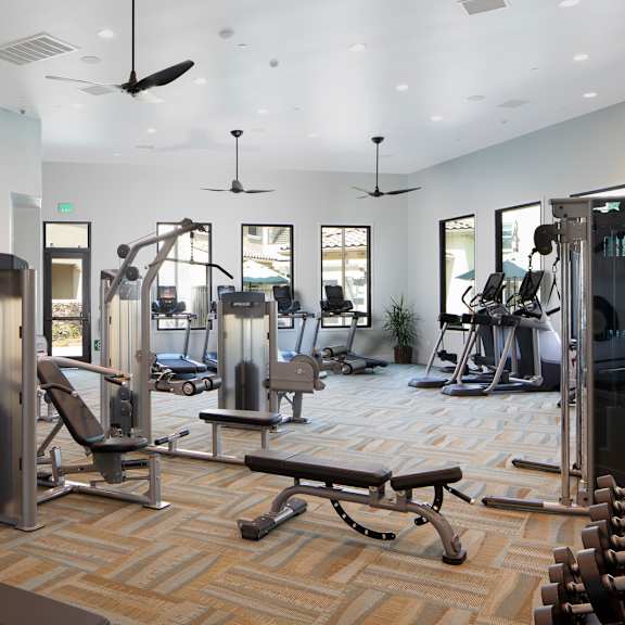 Fitness center at Sorano Apartments, Moreno Valley, CA