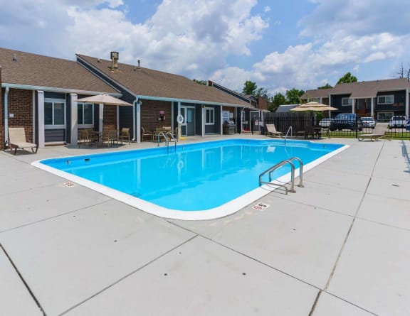 our resort style pool is next to the building of our apartments