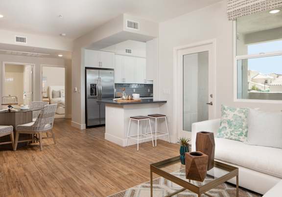 living room and kitchen  at Sorano Apartments, Moreno Valley, CA, 92557