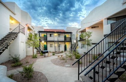 Beautiful central courtyards at Elevate at Discovery Park in Tempe, AZ