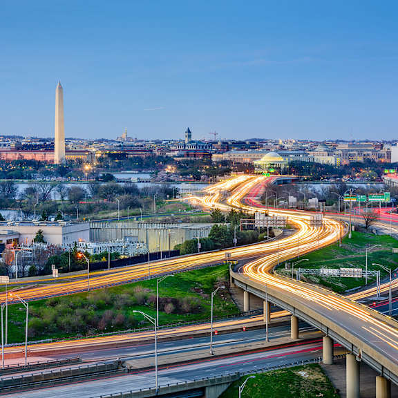a view of the capital from the top of the gateway arch