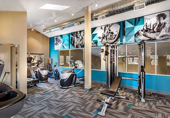 a fitness center with cardio machines and other exercise equipment at the bradley braddock road