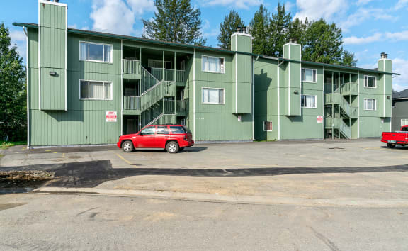 Parking lot in front of building at ReNew Eagle River, Alaska