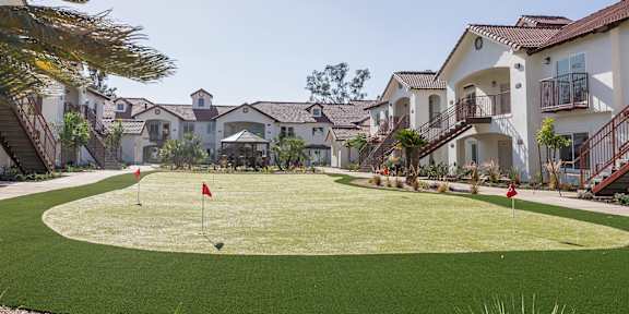 A Golf Hole with a Red Flag at The Villas at Ellis Manor, Fresno, CA