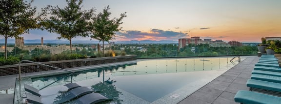 Invigorating Infinity Edge Pool with Stunning Views at 1000 Speer by Windsor, 1000 Speer Blvd., Denver