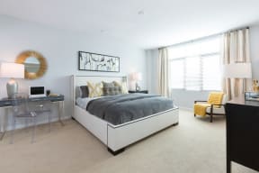 Bedroom with large windows at Nineteen800, Cupertino, CA, 95014