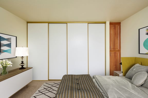 Bedroom with a bed and a nightstand at Brookside 112, Vancouver, WA