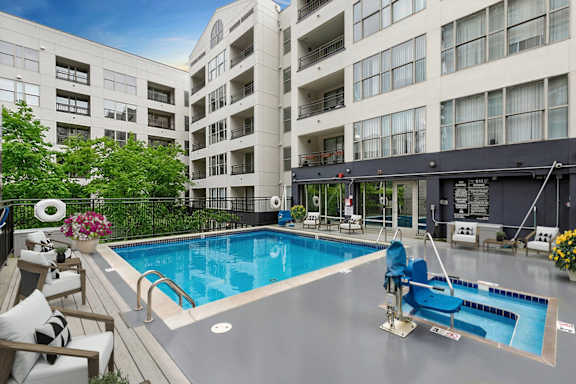 Swimming Pool View at AVIA on Pike Street, Seattle, Washington