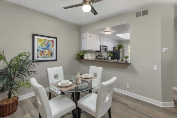 Dining and kitchen area at Harbor Pointe, California, 92629