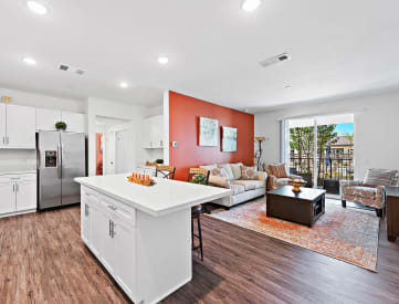 Kitchen and Living Area at Levante Apartment Homes in Fontana, CA