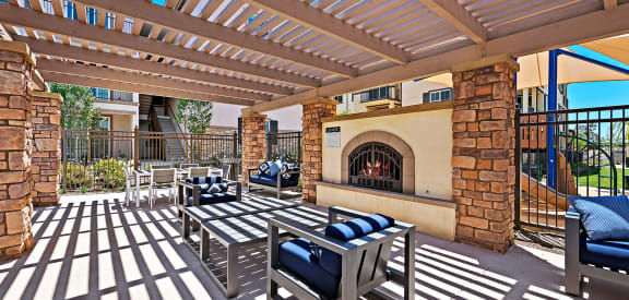 Outdoor Fireplace at Levante Apartment Homes in Fontana, CA