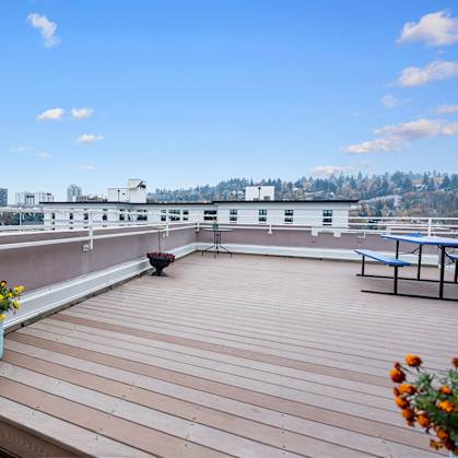 Rooftop deck with views