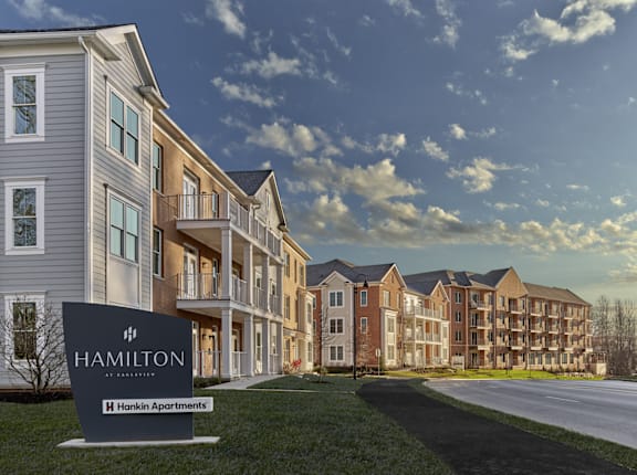Hamilton at Eagleview sign in front of apartment buildings at Hamilton at Eagleview, Pennsylvania