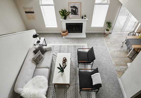 a view of the living room from the loft