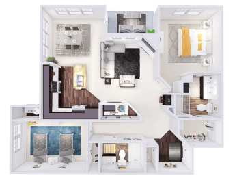  Floor Plan 2 Bed, 2 Bath (M)